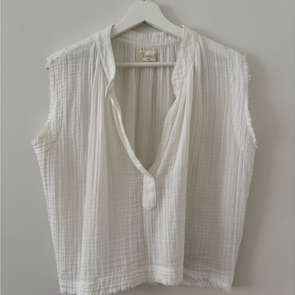 9SEED gauze cotton ildyllwild White Sleeveless Top